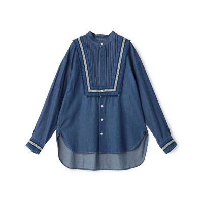 ＜maison TOMORROWLAND＞ラインエンブロイダリー　ピンタックシャツ