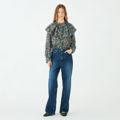 ラメカットジャカード ワイドカラーブラウス | maison