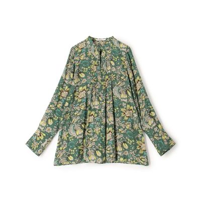 ＜maison TOMORROWLAND＞レーヨンプリント　ピンタックブラウス