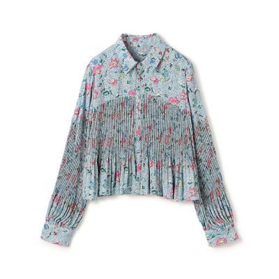 ＜maison TOMORROWLAND＞ポリエステルプリーツ　レギュラーカラーブラウス