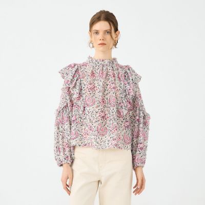 ラメカットジャカード フリルブラウス | maison TOMORROWLAND/メゾン