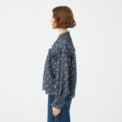 ラメカットジャカード カラーフリルブラウス | maison TOMORROWLAND