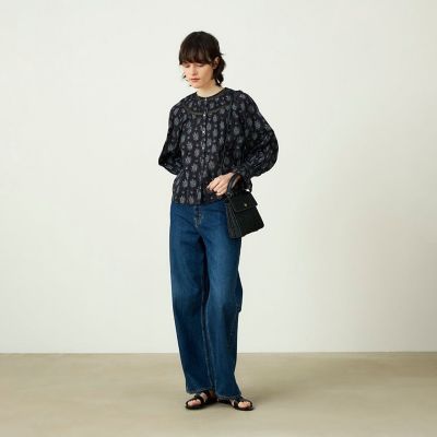 コットンプリント サークルピンタックブラウス | maison TOMORROWLAND