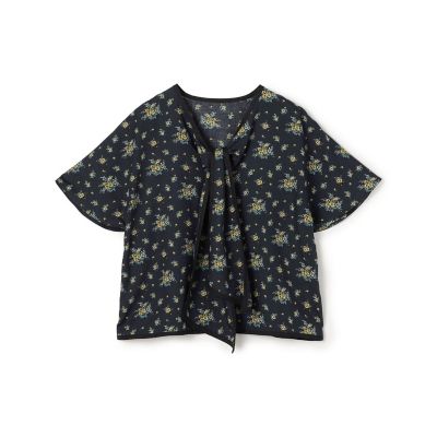 ＜maison TOMORROWLAND＞レーヨンプリント　フロントノットブラウス