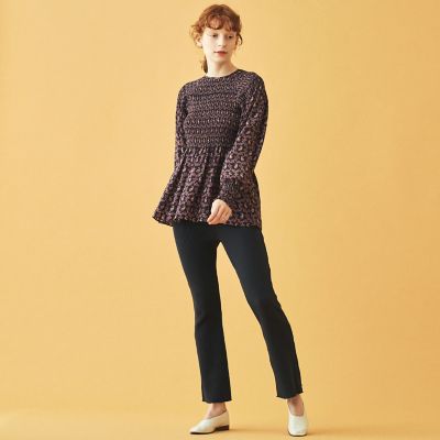 レーヨンシルクペイズリープリント　シャーリングブラウス