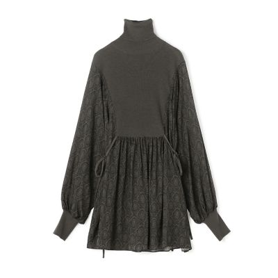 ニットコンビ　チュニックブラウス