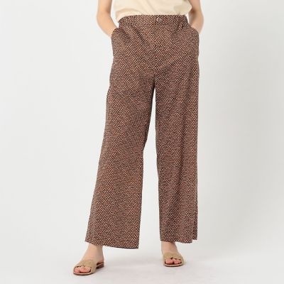 コットンプリント　シャーリングストレートパンツ