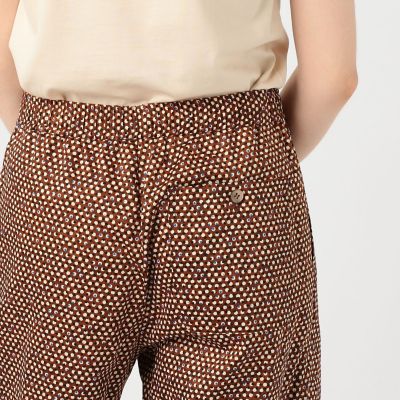 コットンプリント　シャーリングストレートパンツ