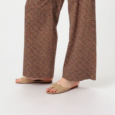 コットンプリント　シャーリングストレートパンツ