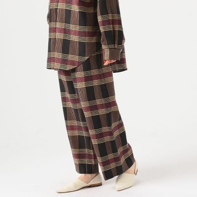 コットンキュプラ　プリントシャーリングストレートパンツ