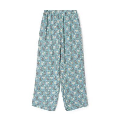 ポリエステルプリント　ウエストギャザーフレアパンツ