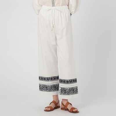 ＜maison TOMORROWLAND＞コットンエンブロイダリー　ナローストレートパンツ