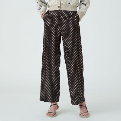 ポリステルプリント　ナローストレートパンツ