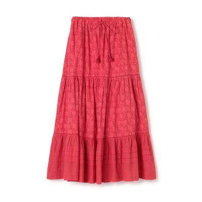 ＜maison TOMORROWLAND＞コットンカットジャカードコンビ　ティアードマキシスカート