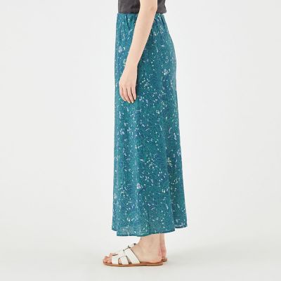 リネンプリント　ナローマキシスカート