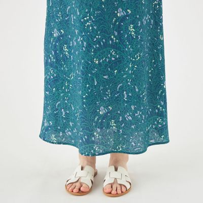 リネンプリント　ナローマキシスカート