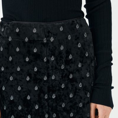 ほぼ新品‼︎SOULEIADOベロアエンブロイダリー ナロースカート34サイズ