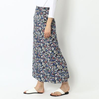 シルクリネンフラワープリント　ロングスカート