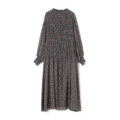 ＜maison TOMORROWLAND＞コットンプリント　シャーリングワンピース
