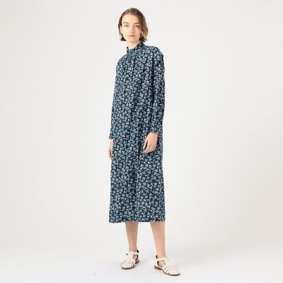 レーヨンプリント　パワーショルダーナローワンピース