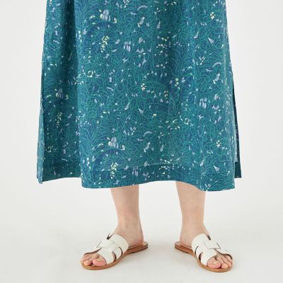 リネンプリント　ノースリーブワンピース