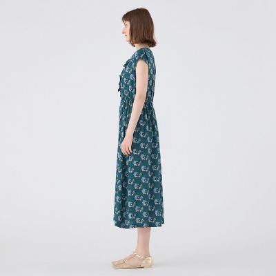 レーヨンプリント　アシンメトリーフリルワンピース