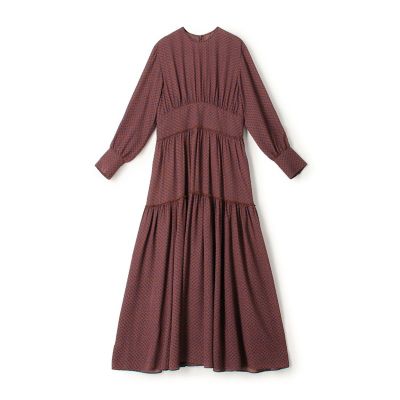 ポリエステルジョーゼットプリント ティアードワンピース | maison