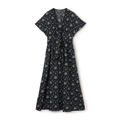 ＜maison TOMORROWLAND＞レーヨンプリント　フロントノットワンピース