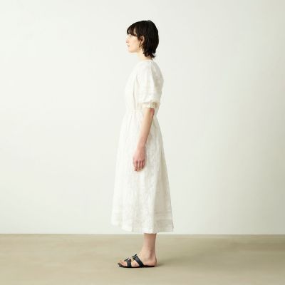 新品タグ付き　トリーバーチ　パフスリーブワンピース　アイボリー　コットン　2 コットンカットジャカード パフスリーブワンピース | maison