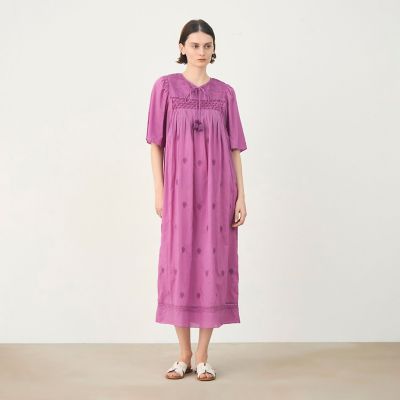コットンボイルエンブロイダリー スモッキングワンピース | maison