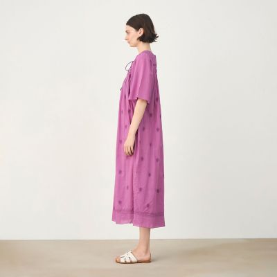 コットンボイルエンブロイダリー スモッキングワンピース | maison