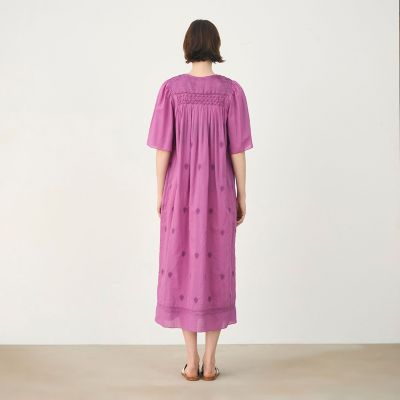 コットンボイルエンブロイダリー スモッキングワンピース | maison