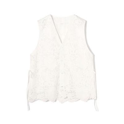 ＜maison TOMORROWLAND＞コットンエンブロイダリー　Ｖカラージレ