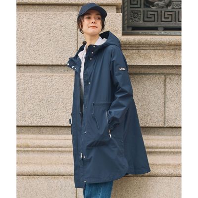 最終値下　AIGLE 撥水 インナーボア　ロングコート　ネイビー 透湿 防水 防風 2．5レイヤー フーデッドロングコート RP | AIGLE