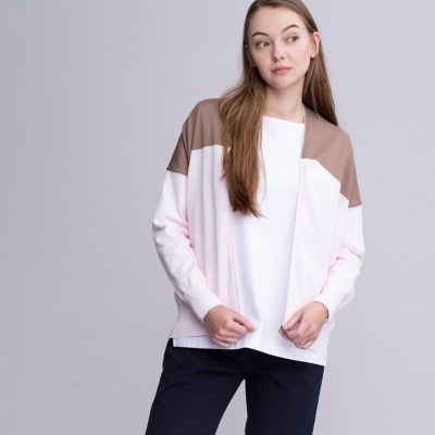 カラーブロック　ジップ　カーディガン