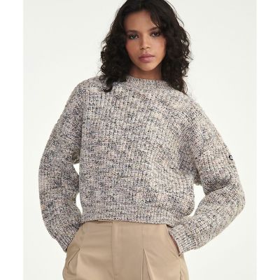AIGLE/エーグル クロップド丈 バルーンシルエット プルオーバーメランジニットセーター