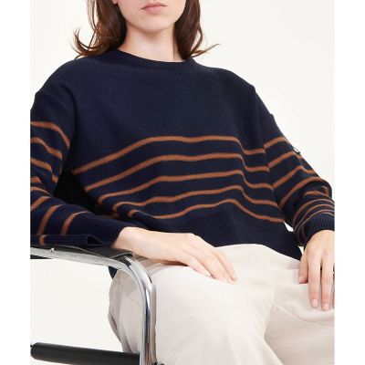 Ｍａｄｅ　ｉｎ　Ｆｒａｎｃｅ　クロップド丈　ストライププルオーバーセーター　／　ウールニットセーター