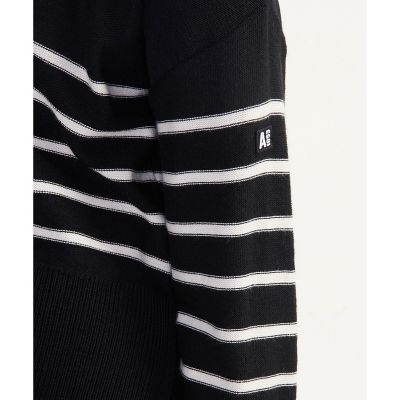 Ｍａｄｅ　ｉｎ　Ｆｒａｎｃｅ　クロップド丈　ストライププルオーバーセーター　／　ウールニットセーター