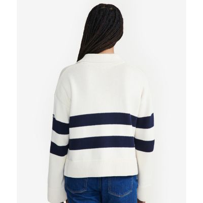 オーガニックコットン　Ｖネック　ボーダー　セイラーカラーニット　セーター　サイドスリット