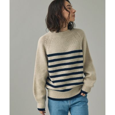 AIGLE/エーグル ウールブレンド ボーダーニットモックネックセーター オフホワイト トップス【三越伊勢丹/公式】