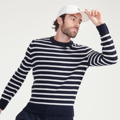 【SALE】AIGLE/エーグル クルーネックストライプセーター ネイビー トップス【三越伊勢丹/公式】