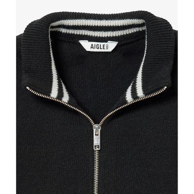 ウール スタンドジップアップニットセーター ／ ドライバーズニット