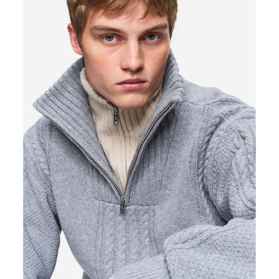 AIGLE/エーグル ケーブルニット オーバーサイズハーフジップセーター ライトグレー トップス【三越伊勢丹/公式】