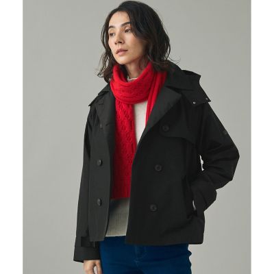 AIGLE/エーグル GORE TEX ゴアテックス 防風 防水 透湿 2レイヤー ショートトレンチコート/フード脱着可 ブラック コート・ジャケット【三越伊勢丹/公式】