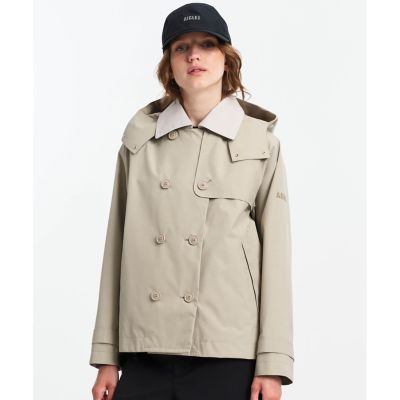 AIGLE/エーグル GORE TEX ゴアテックス 防風 防水 透湿 2レイヤー ショートトレンチコート/フード脱着可 アイボリー コート・ジャケット【三越伊勢丹/公式】