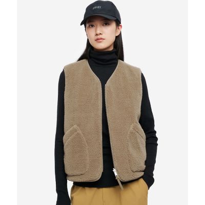 AIGLE/エーグル Repreve中綿インサレーション リバーシブルキルティングボアベスト ベージュ トップス【三越伊勢丹/公式】