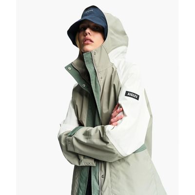 ＜AIGLE＞透湿　防水シーム　カラーブロック　ショートフレアジャケット
