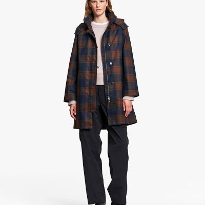 透湿防水 2レイヤー コットンタッチ チェック柄ロングコート | AIGLE 