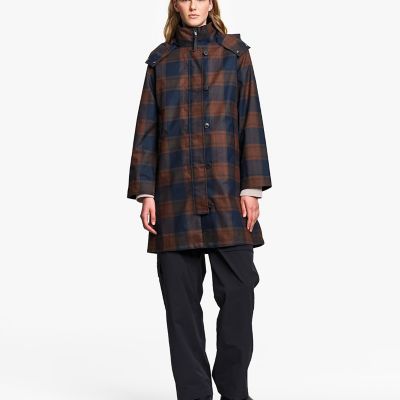 透湿防水 2レイヤー コットンタッチ チェック柄ロングコート | AIGLE