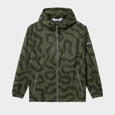 撥水　エクストラライトプリントフーデッドジャケット